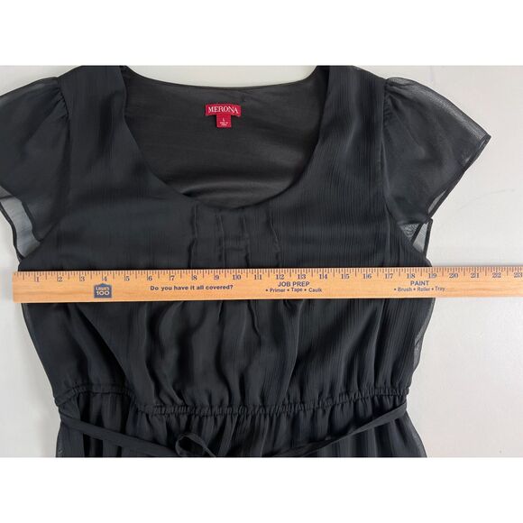 Merona Women's Black Short Sleeve Dress Tie Waist Polyester Size L - Picture 7 of 12